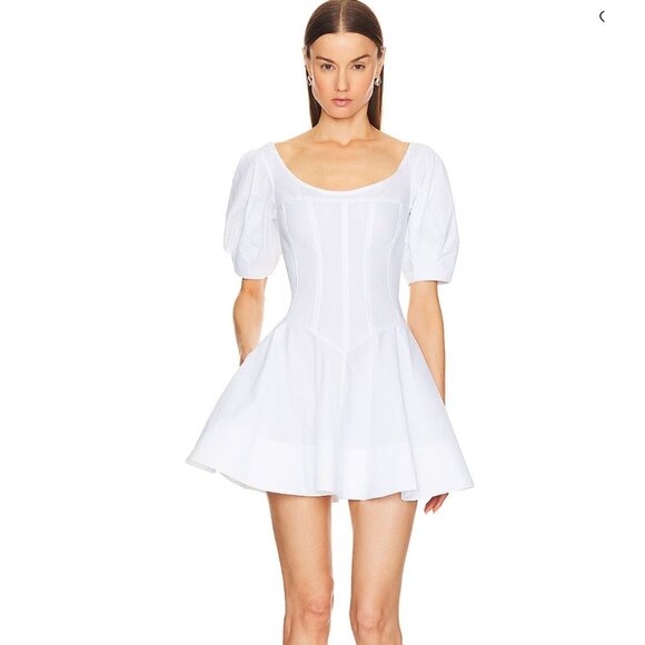 NEW Helsa White Poplin Sculptural Mini Dress NWT - Size S - Picture 1 of 9